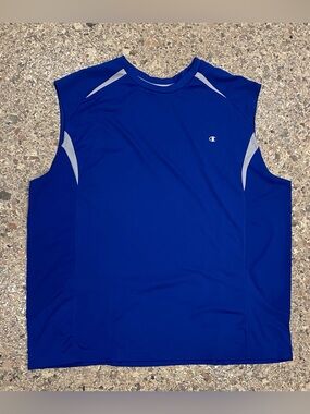 Champion Men’s Sleeveless Athletic Tank - Blue with Gray Accents